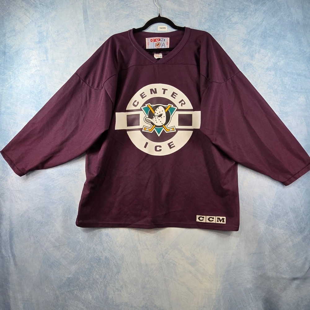 Vintage CCM Center Ice Mighty‎ Ducks of Anaheim Jersey Mens XL Purple NHL Hockey